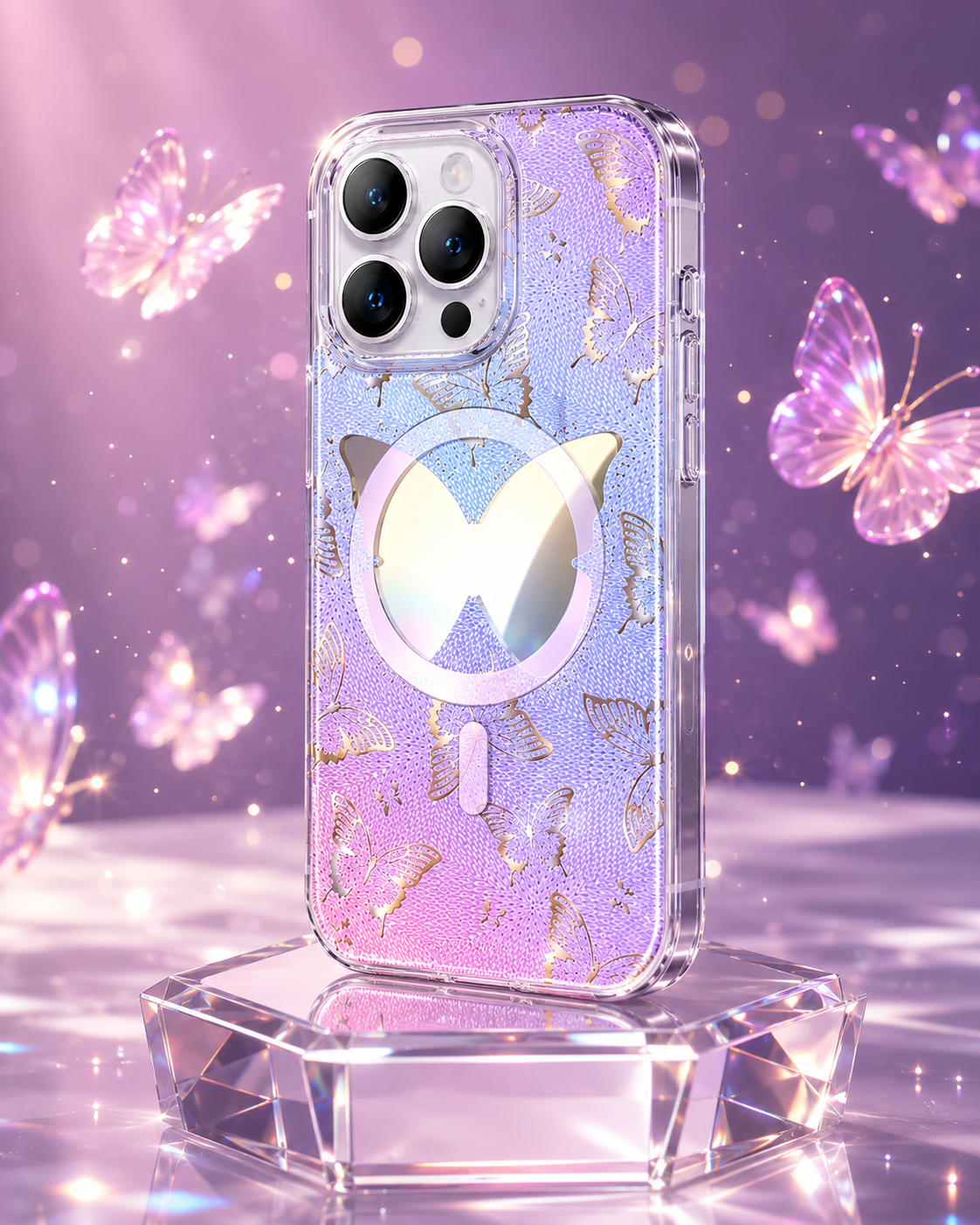 THINKOPEN Butterfly Pattern Phone Case for iPhone 15 Pro