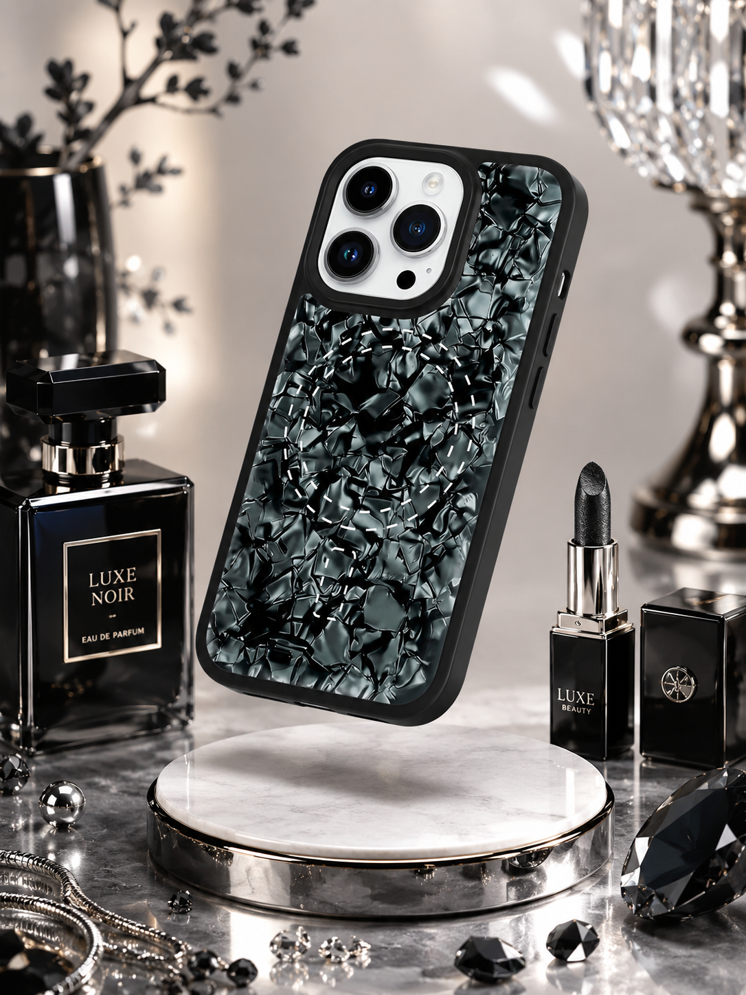 THINKOPEN Black Opal Shell Case for iPhone 15 Pro Max & iPhone 17 Air – Premium Iridescent Protective Cover