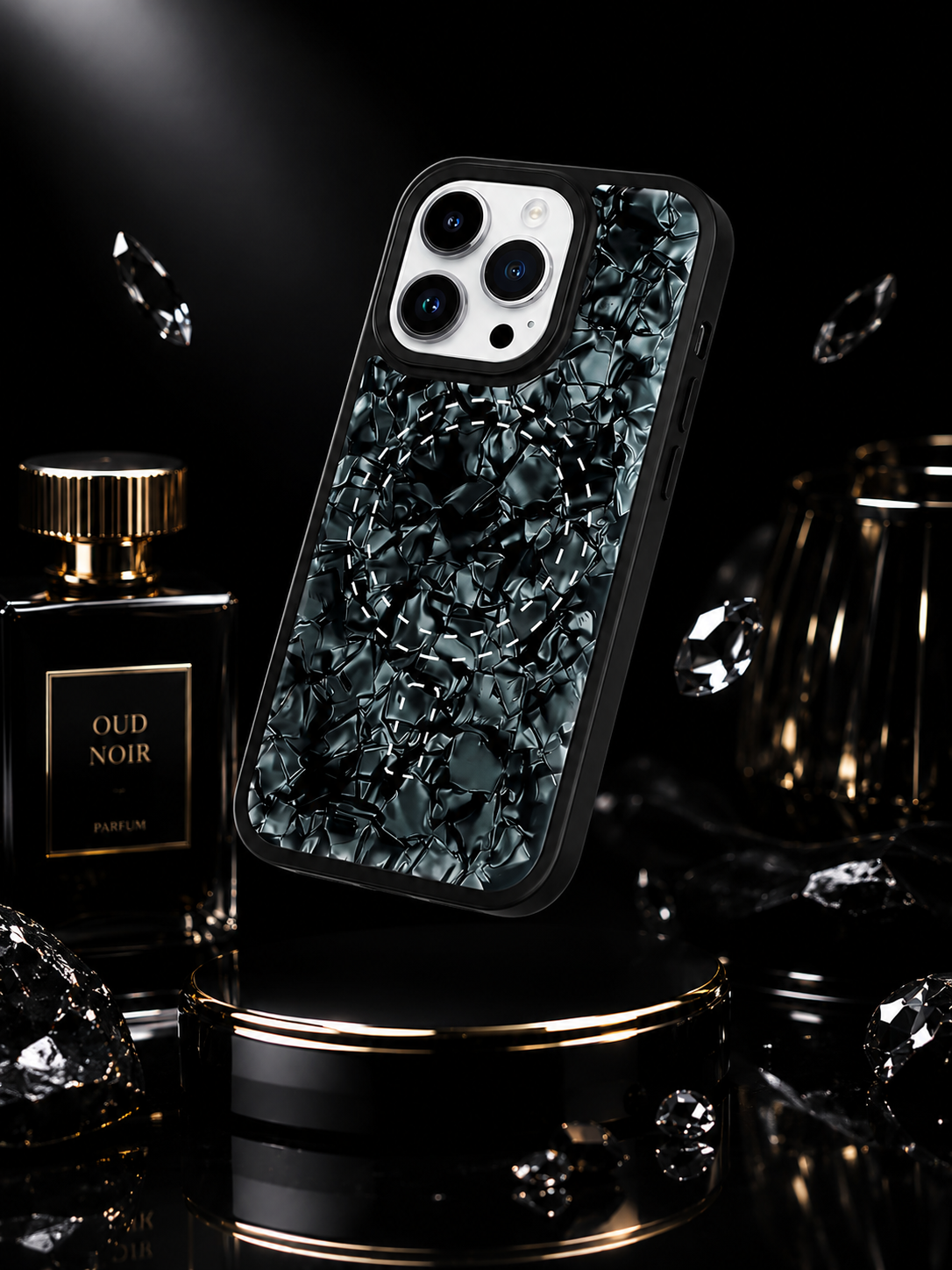 THINKOPEN Black Opal Shell Case for iPhone 15 Pro Max & iPhone 17 Air – Premium Iridescent Protective Cover