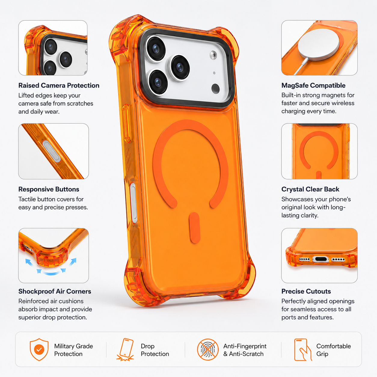 THINKOPEN 7.5M Colourful MagSafe Case with Logo for iPhone 16 Pro, iPhone 16 Pro Max & iPhone 17 – Premium Shockproof Protective Cover