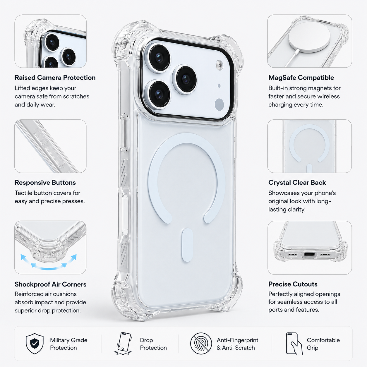 THINKOPEN 7.5M Colourful MagSafe Case with Logo for iPhone 16 Pro, iPhone 16 Pro Max & iPhone 17 – Premium Shockproof Protective Cover