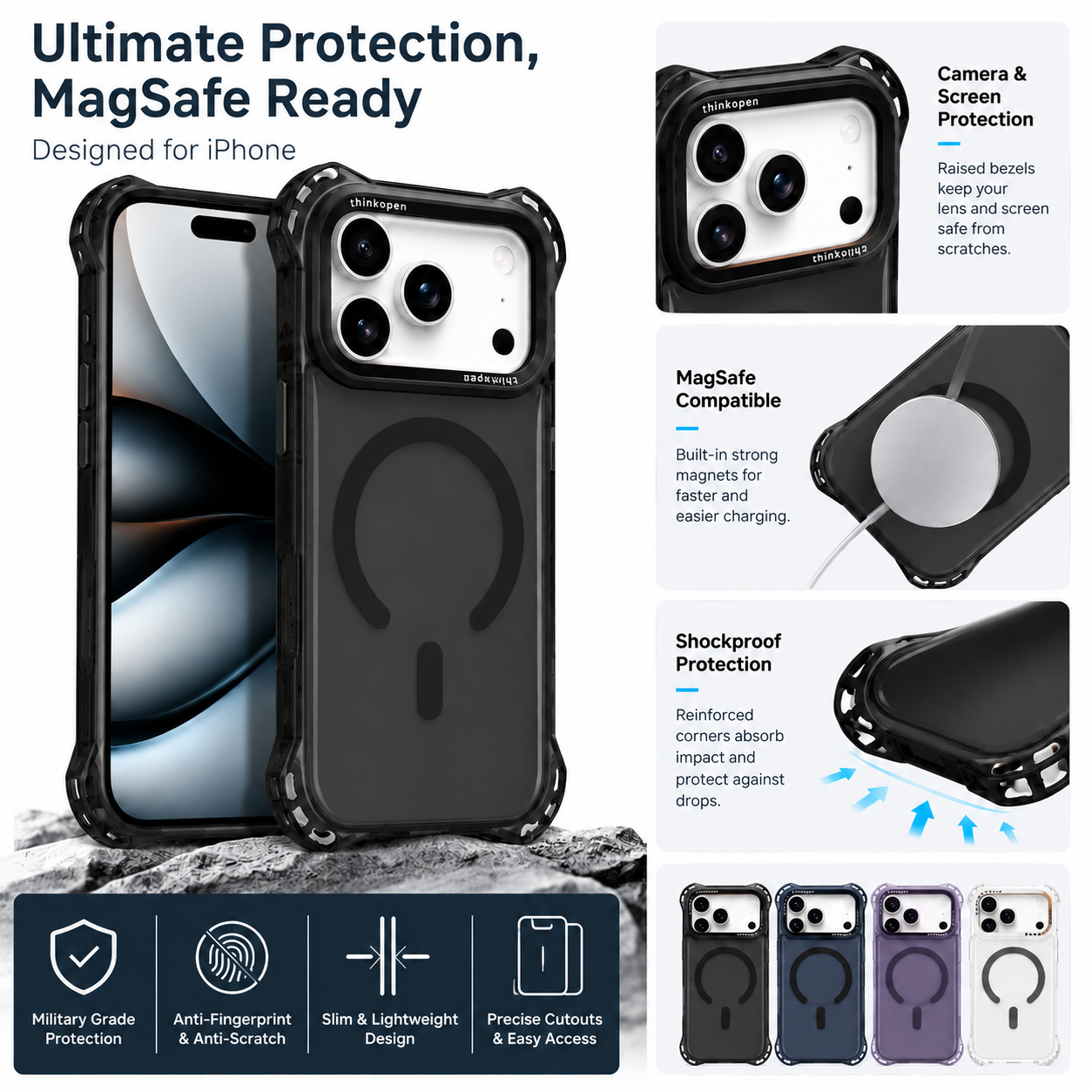 Colourful MagSafe Case with Logo for iPhone 16 Pro, iPhone 16 Pro Max & iPhone 17 | Shockproof Protective Cover