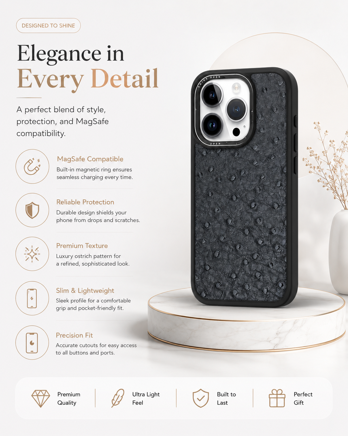 Crocodile Leather Phone Case for iPhone 16 | Luxury Textured Protective Cover