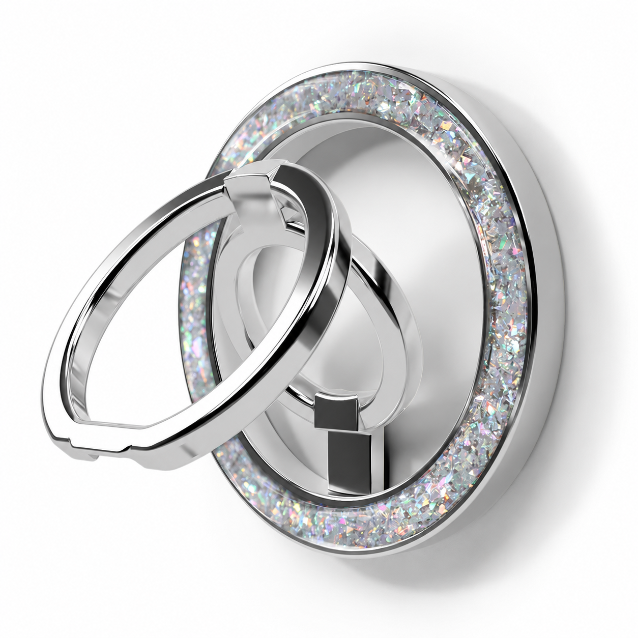 Luxury Double Ring Phone Holder – 360° Rotating Foldable Metal Finger Grip Stand