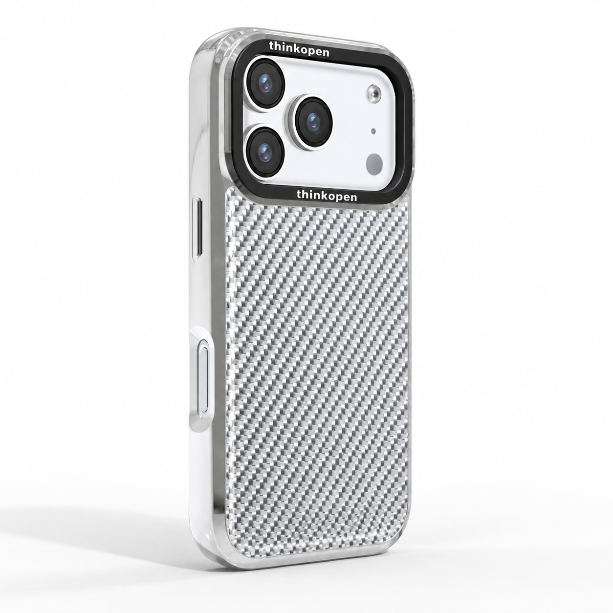 Silver Glass Fiber Phone Case for iPhone 16 Pro Max & Samsung Galaxy S26 Ultra | Premium Metallic Protective Cover