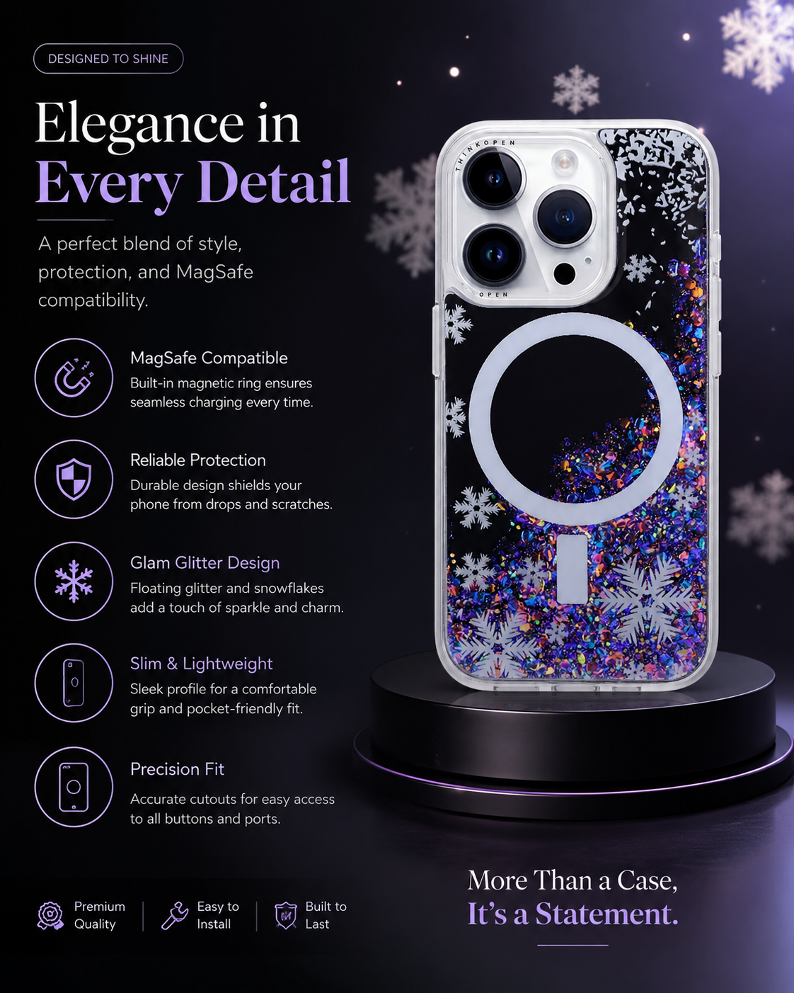 Snowflake Mirror Phone Case for iPhone 16