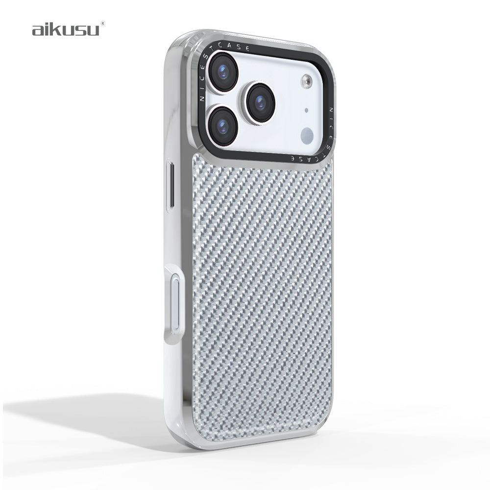 THINKOPEN Silver Glass Fiber Phone Case for iPhone 16 Pro Max & Samsung Galaxy S26 Ultra – Premium Metallic Protective Cover