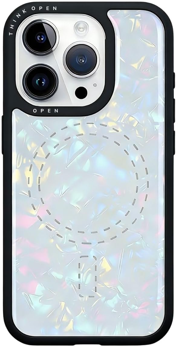 THINKOPEN 3M White Opal Shell Case for iPhone 13 Pro & iPhone 16 Pro – Premium Iridescent Protective Cover