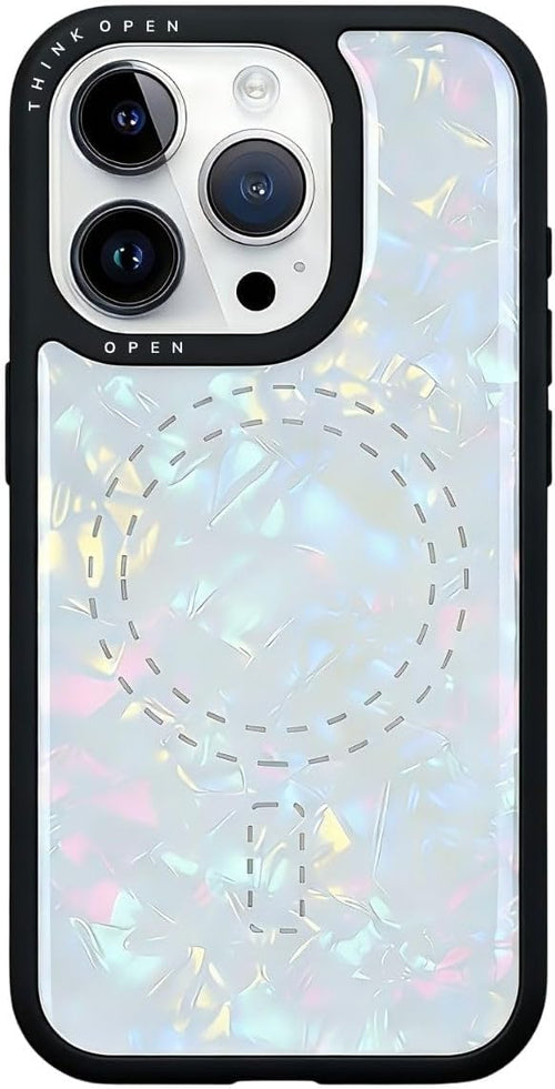 THINKOPEN 3M White Opal Shell Case for iPhone 13 Pro & iPhone 16 Pro – Premium Iridescent Protective Cover