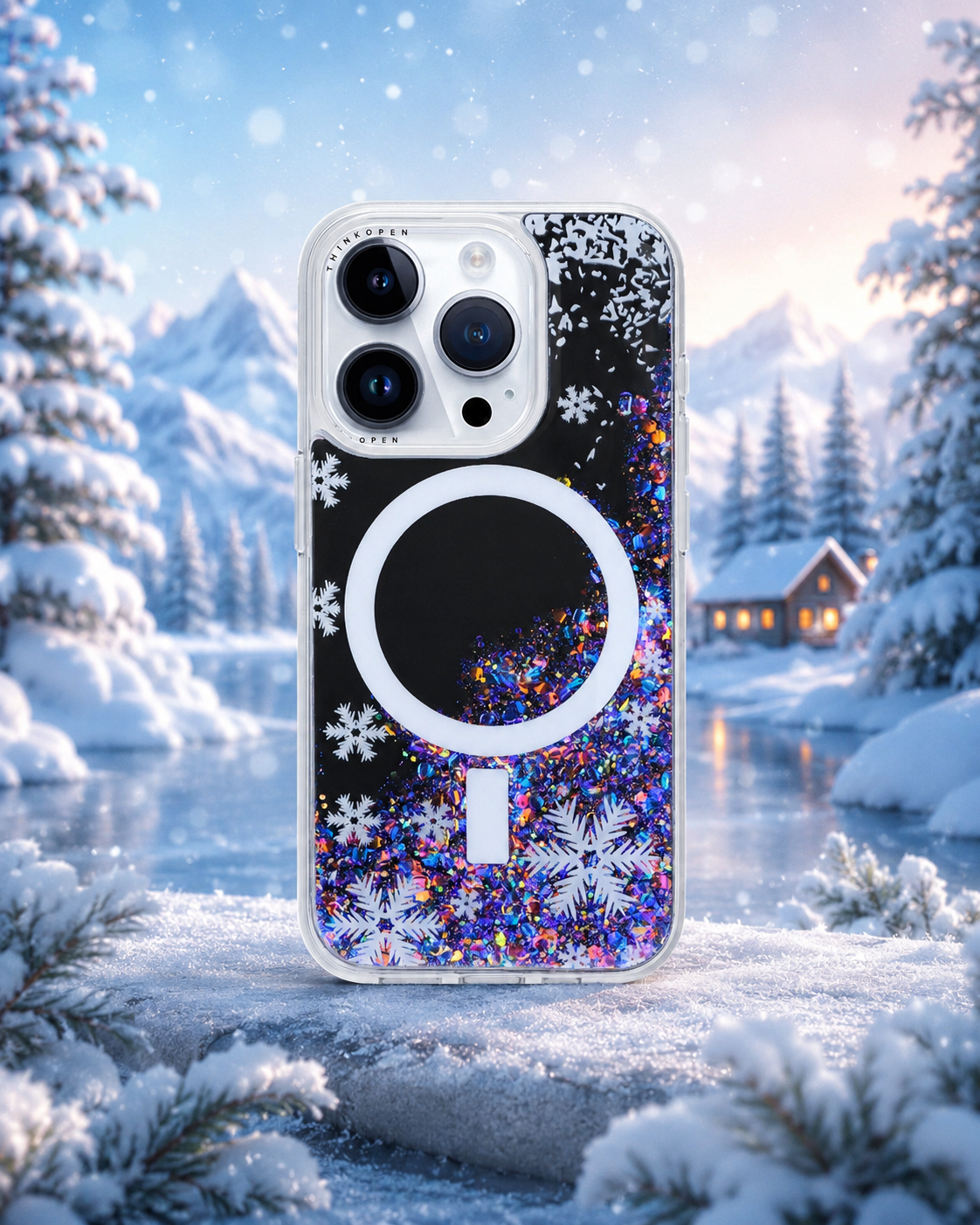 THINKOPEN Snowflake Mirror Phone Case for iPhone 16