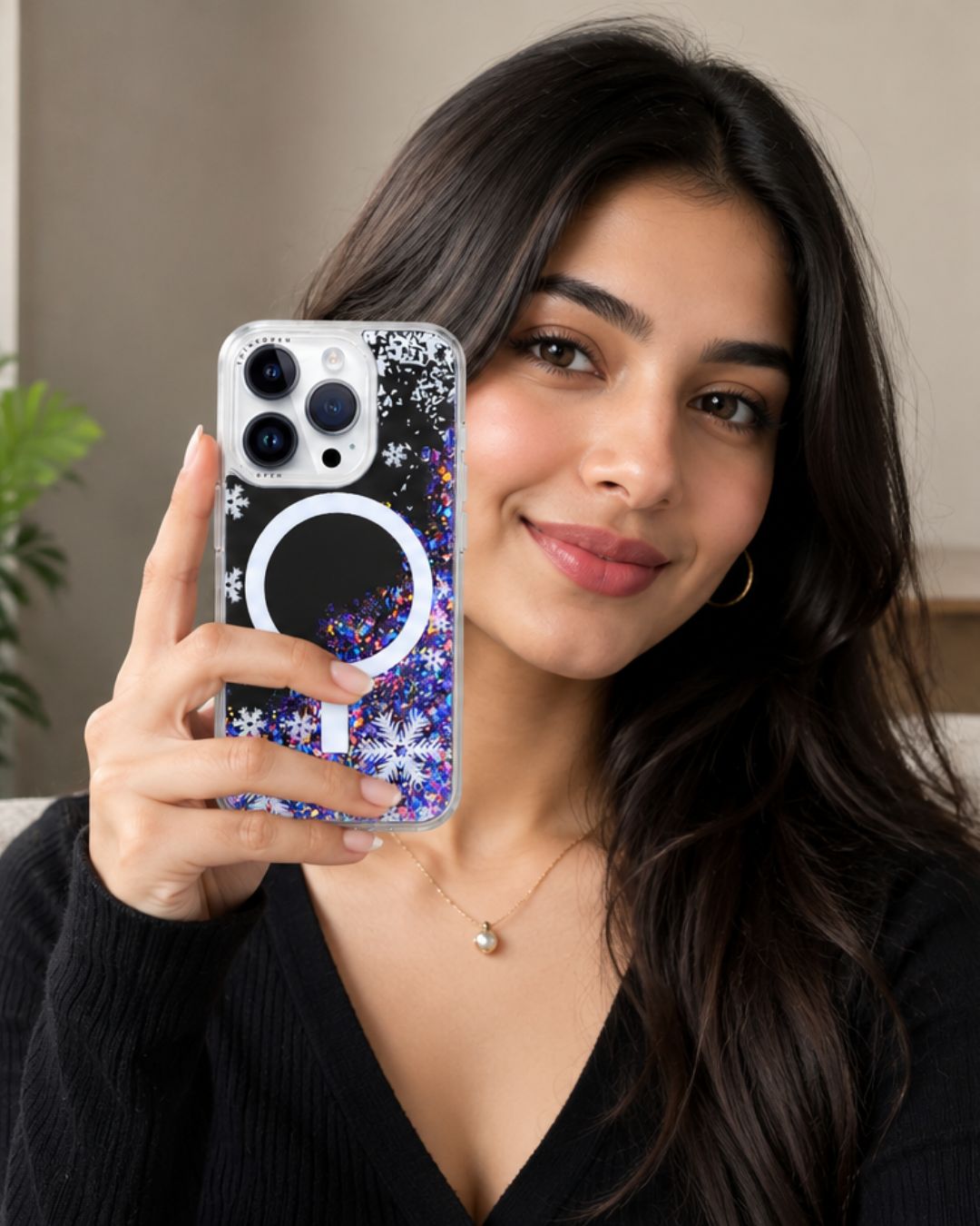 THINKOPEN Snowflake Mirror Phone Case for iPhone 16